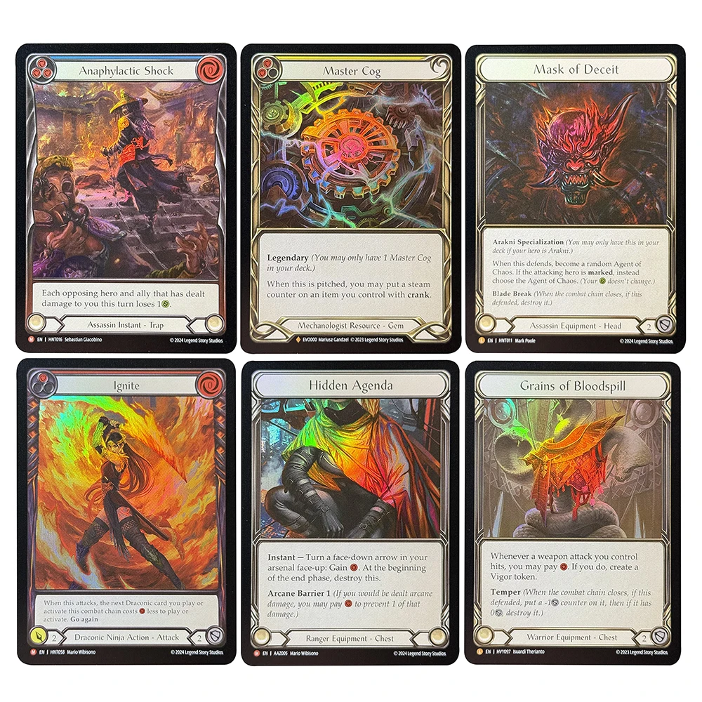 FAB Foil Proxy Cards The Hunted Kiss of Death Schism of Chaos Aurum Aegis Mask of Deceit Master Cog Ignite