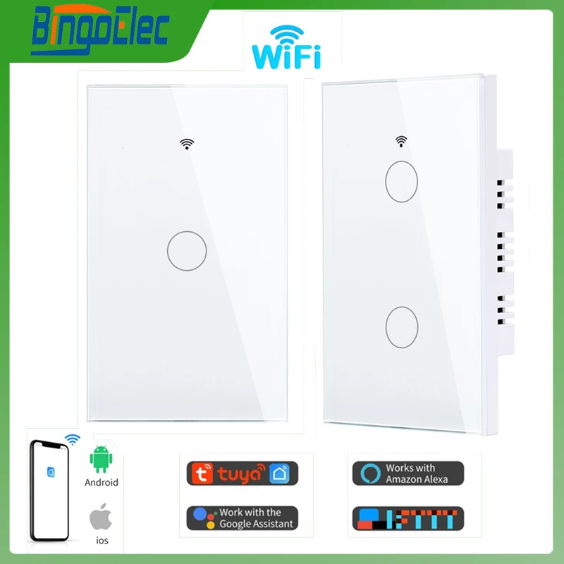 Tuya Smart Brazil WiFi Interruptor Glass Touch Sensor Light Switch 118mm Remote Voice Control Alexa Google Smart Home 220V