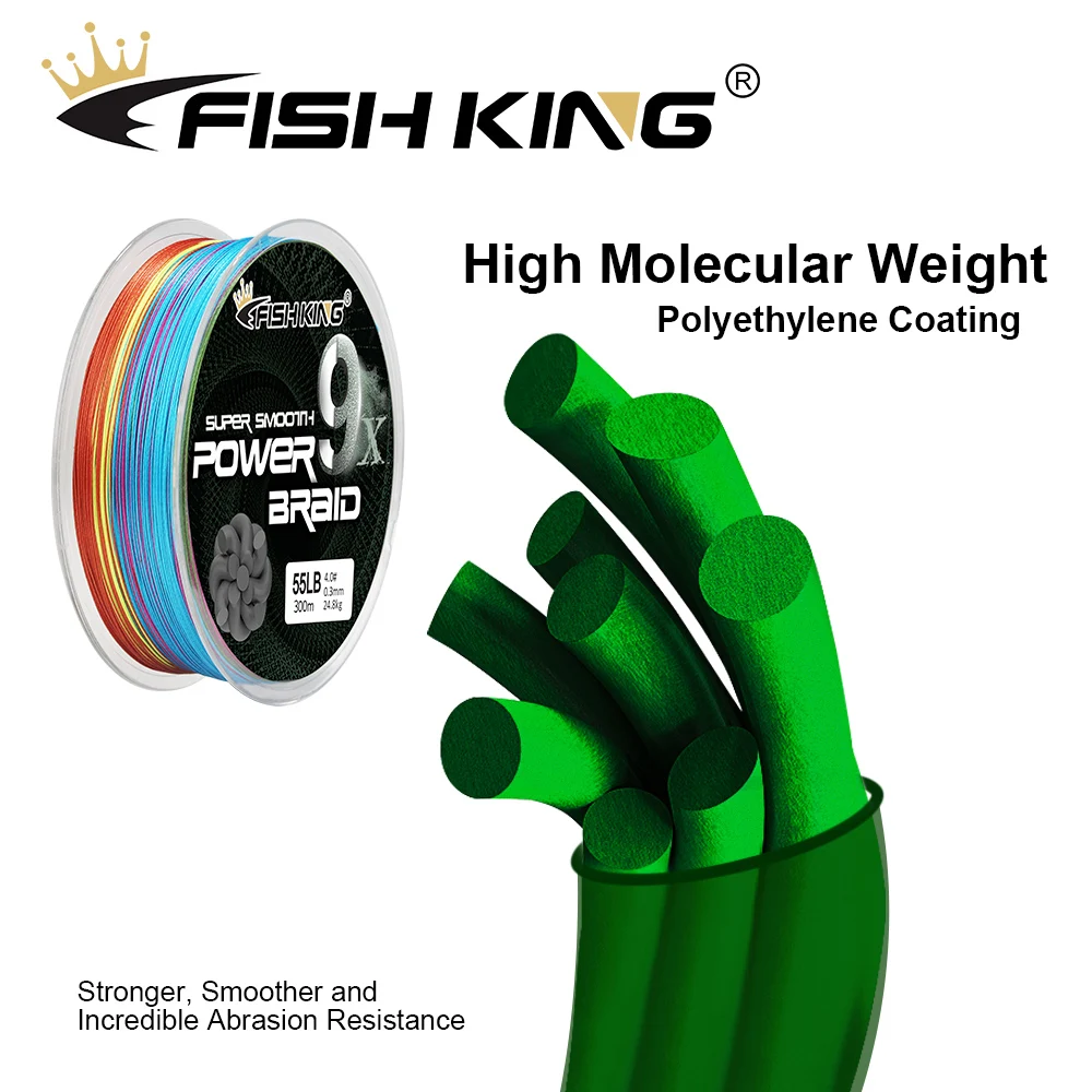 FISH KING 500M 300M PE Braided Fishing Line 9 Strand 20-100LB Multifilament Fishing Line for Carp Fishing Wire