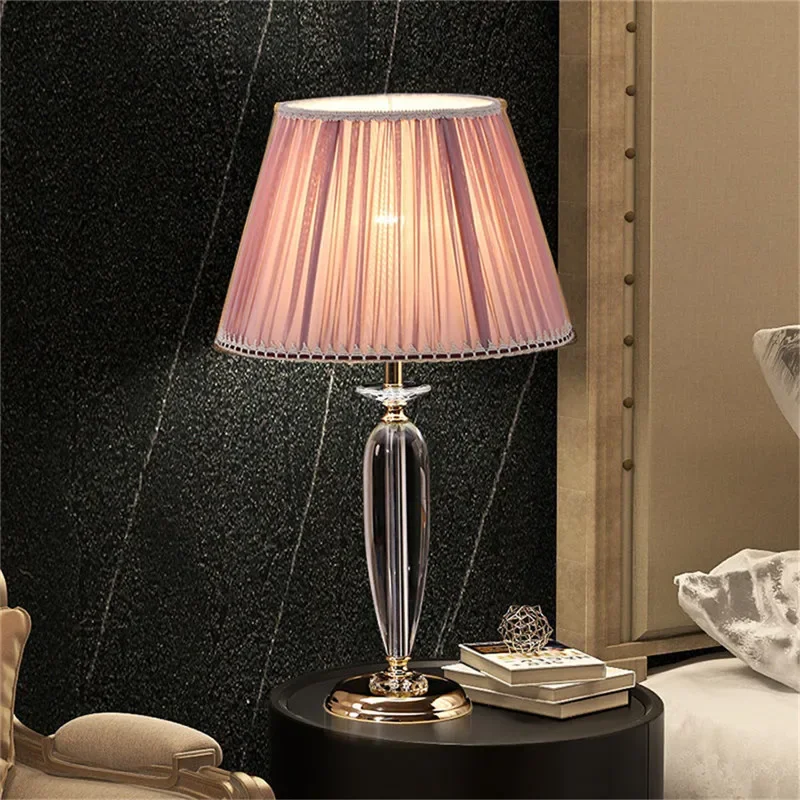 TYLA Modern Crystal Table Lamp LED Luxury Living Room Bedroom Study Villa Hotel Home Decoration Light
