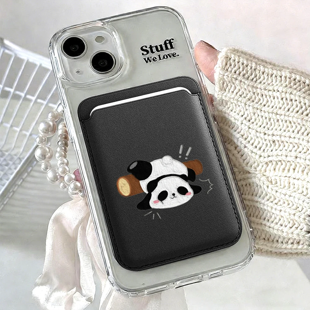 Lustige Panda-Leder-Kartenhülle für Magnetische Hüllen, Geeignet für alle iPhone Magsafe-Karten-Handyhüllen – Detail 13