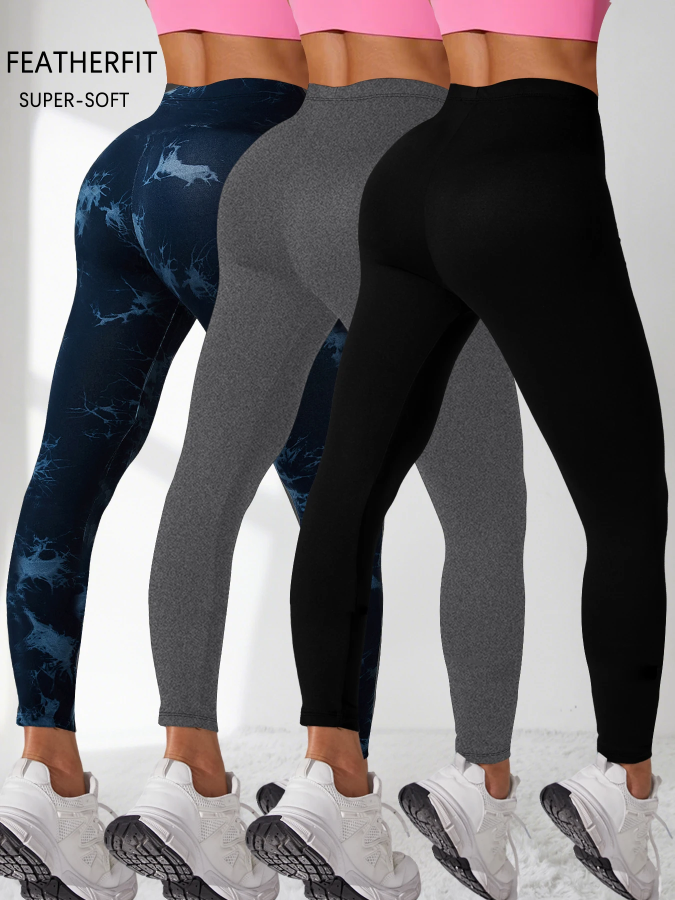 

3 пары леггинсов с низкой посадкой, очень мягких, для женщин - высокоэластичные колготки для йоги, бега, тренировок и повседневной носки