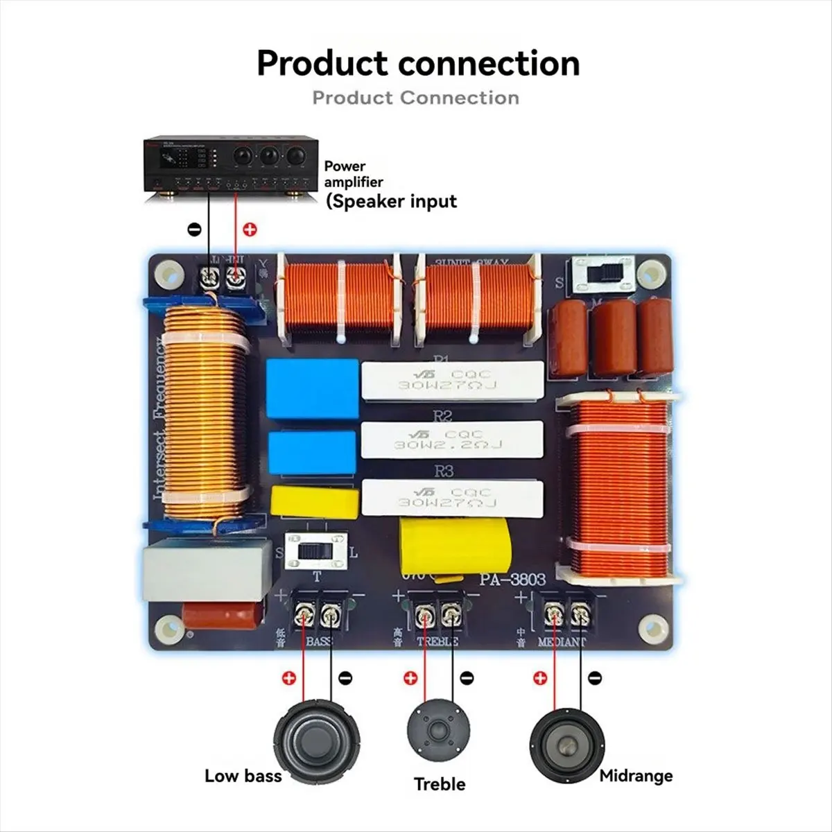 

(A15I) 3-полосный 800Вт высокомощный многофункциональный динамик с регулируемым разделителем частот (высокие, средние, низкие) PA-3803