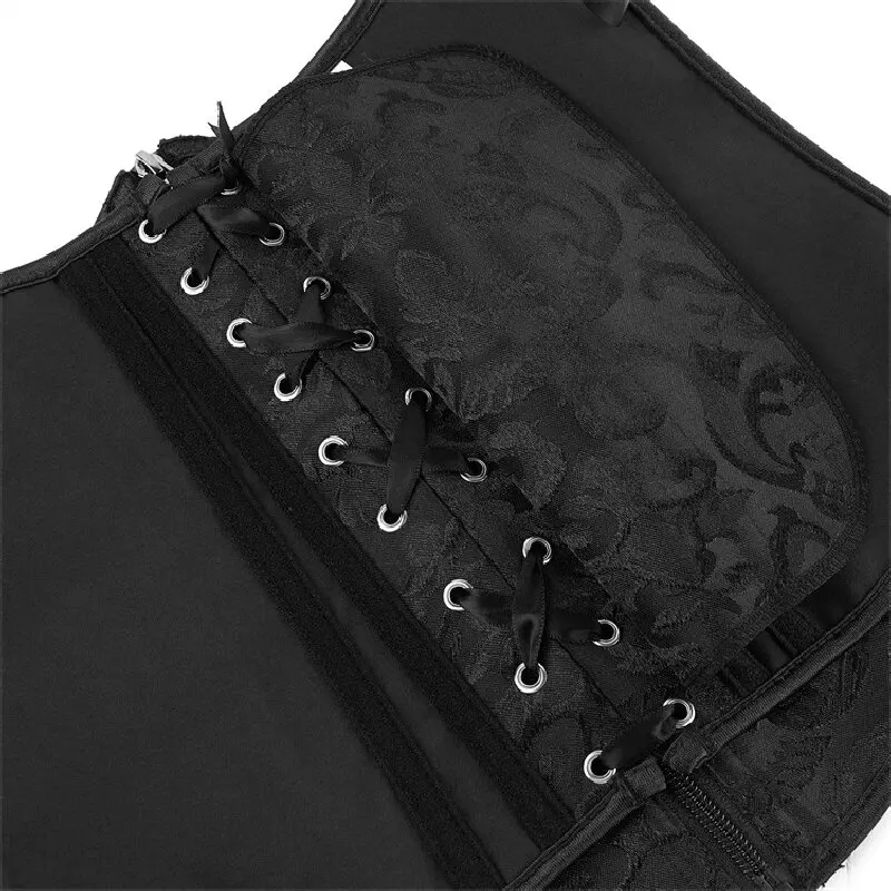 Underbust Corset Top for Women Waist Cincher Sexy Gothic Corselet Lace up Body Shaper Lingerie Fashion Black