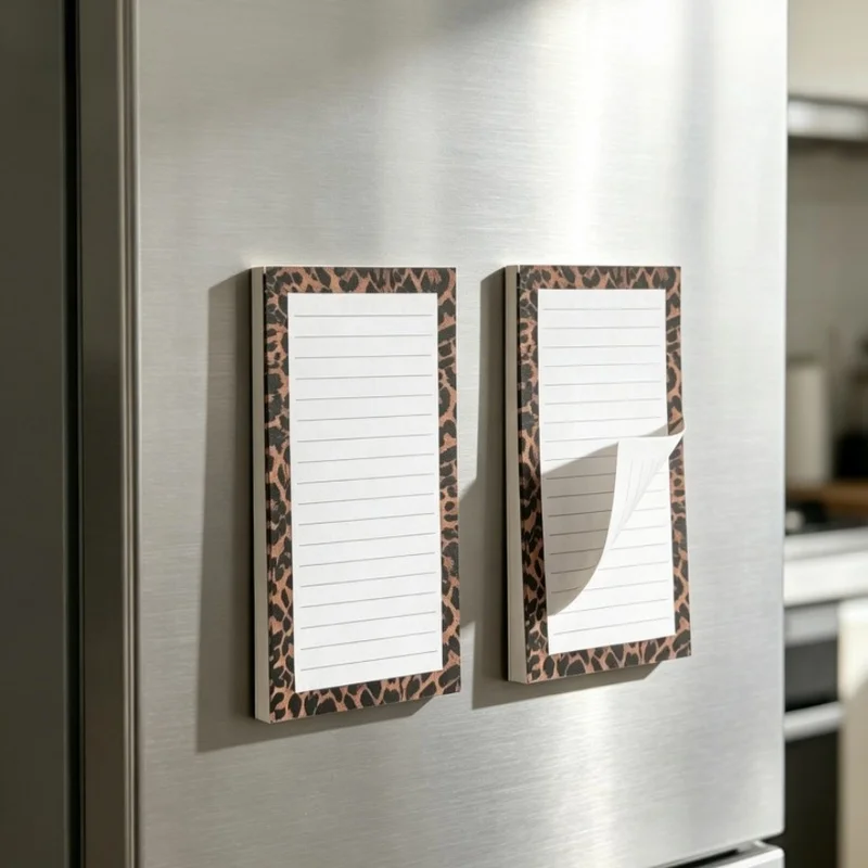 60pages/pack Leopard Print Fridge Magnetic Notepad Memo With Horizontal Lines Portable Refrigerator Grocery Home List Notebook