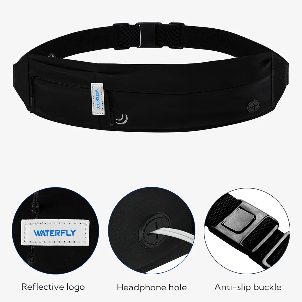 WATERFLY Belt Bag Fanny Pack Running Waist Pack Sport Workout Exercise Fitness Runner Belt For Men Women Jogger Slim Waistband