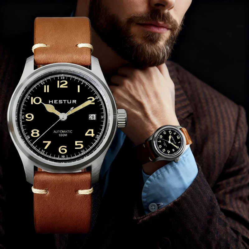 Hestur Relojes mecánicos automáticos Miyota 8215 Murphy Relojes militares clásicos impermeables Para Hombres Relojes de pulsera 38mm