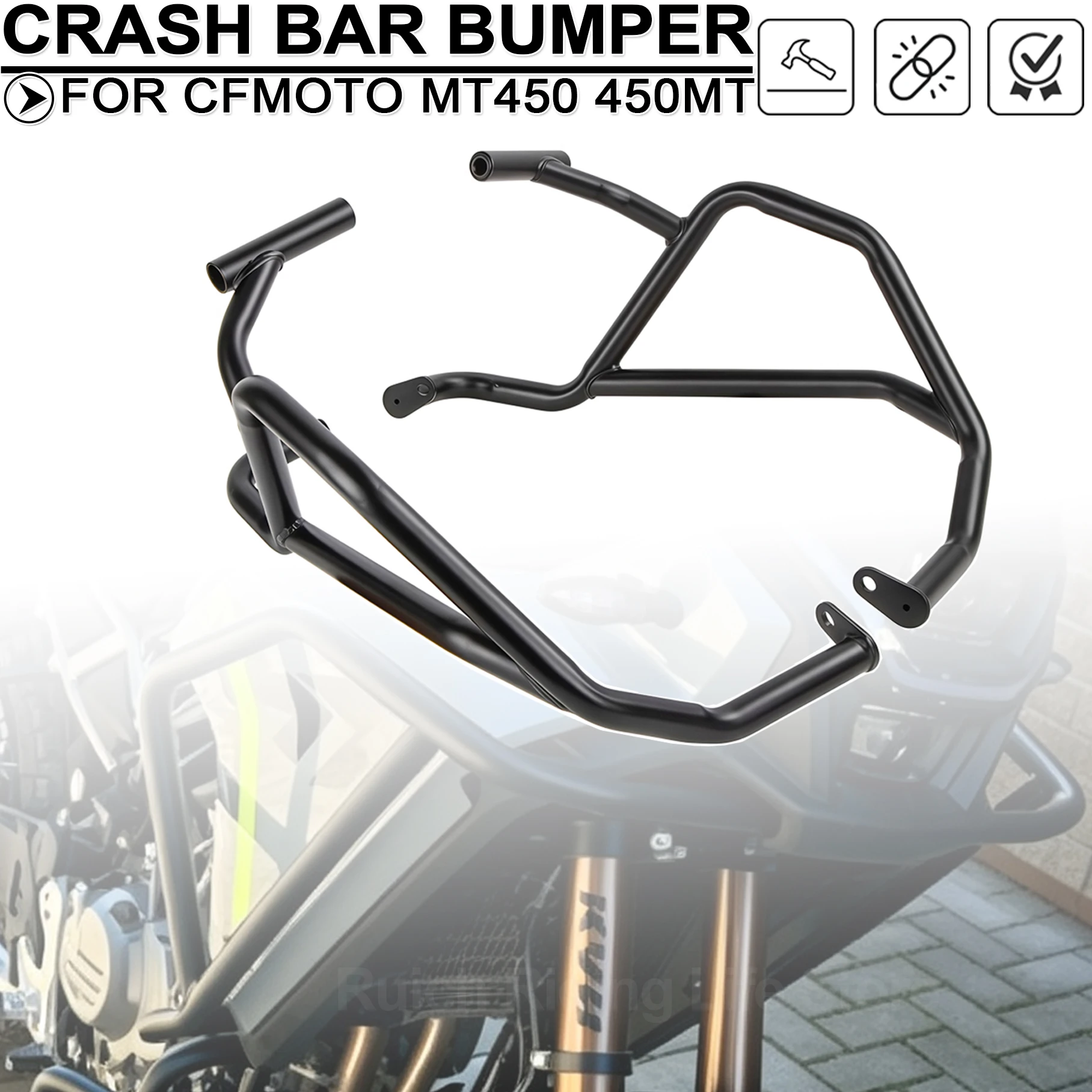 For CFMOTO 450MT Motorcycle Upper Lower Engine Crash Bar Frame Bumper Guard mt450 MT MT450 Anti‑Fall Kit Engine Protective Cover