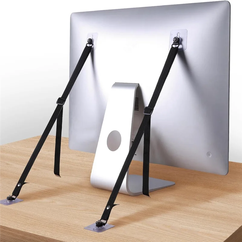 AT28-Non-Drill Adesivo Confezione da 2 Cinghie di sicurezza TV, Ancoraggi antiribaltamento regolabili a prova di bambino per mobili