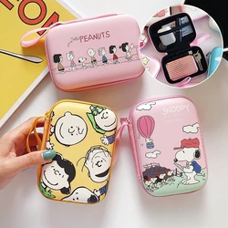 Kawaii Snoopies Data Cable Charger Sorting Storage Bag Girl Cartoon Travel Portable Cosmetic Jewelry Storage Protective Case