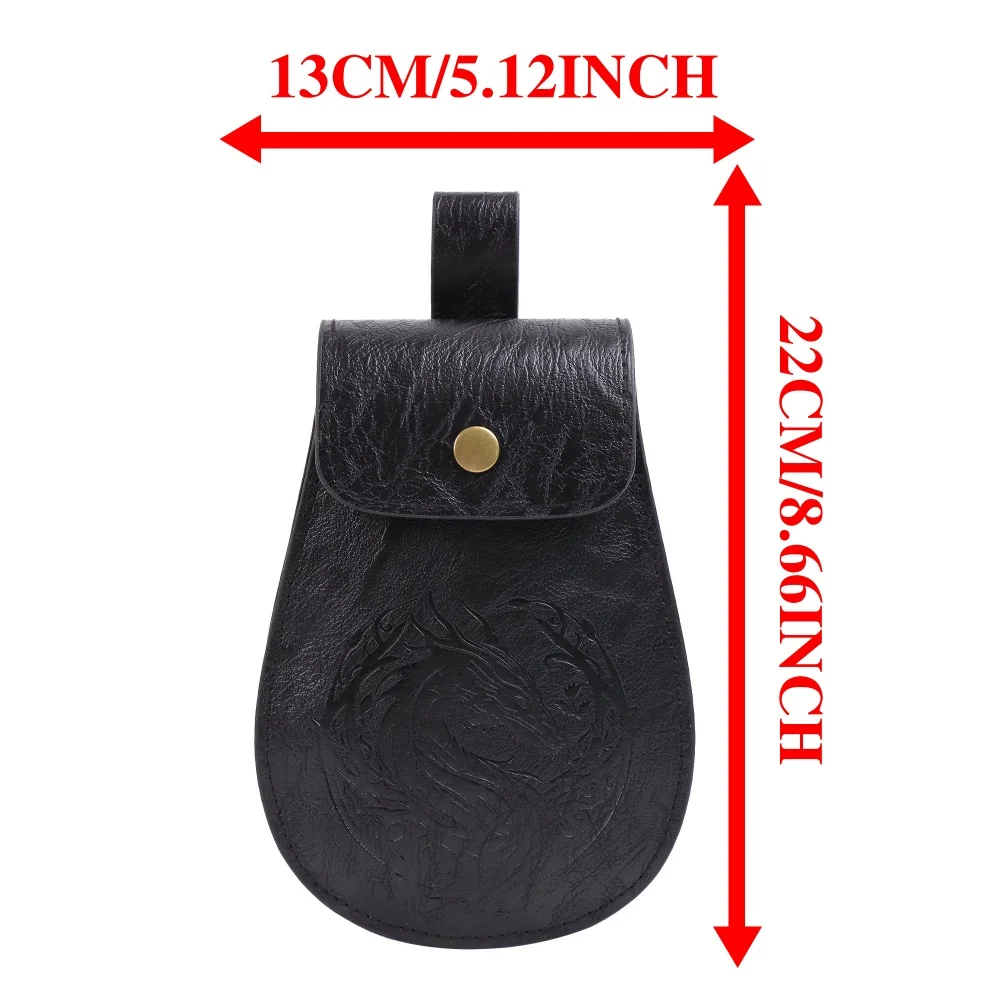 4PCS Medieval PU Leather Costume Accessories Set for Women, Vintage Viking Belt, Rune Waist Pouch & Pair of Triple Buckle Bracer