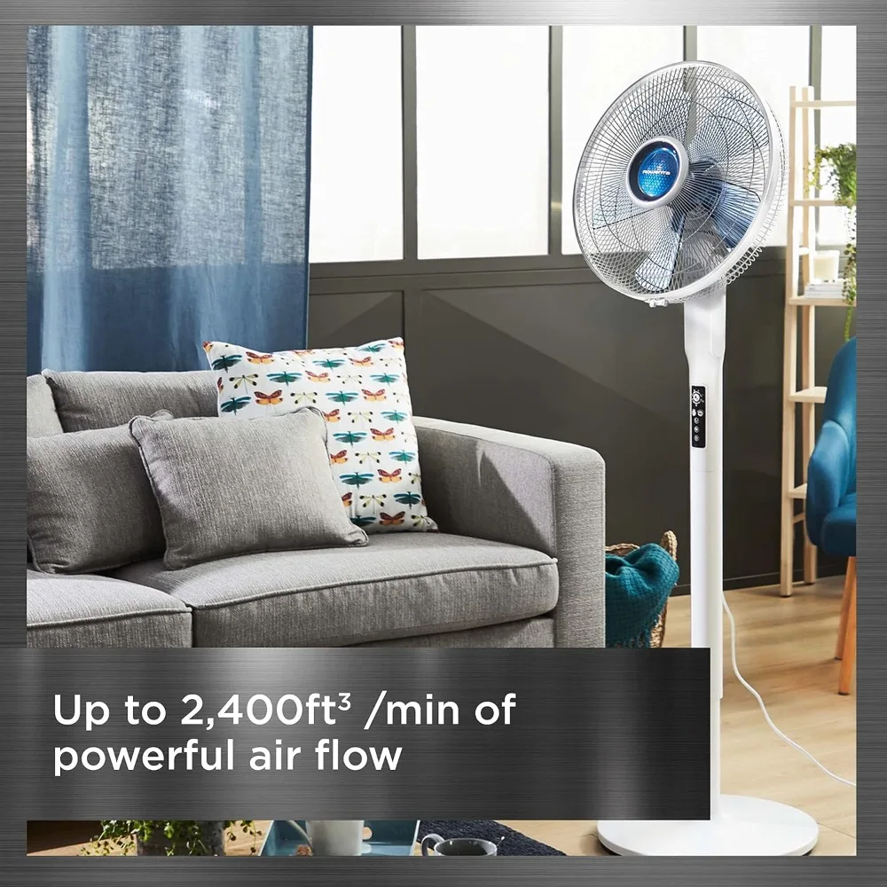 Pedestal Fan, Turbo Silence Standing Floor Fan with Remote, 53 Inches, Ultra Quiet Fan for Bedroom, 5 Speeds