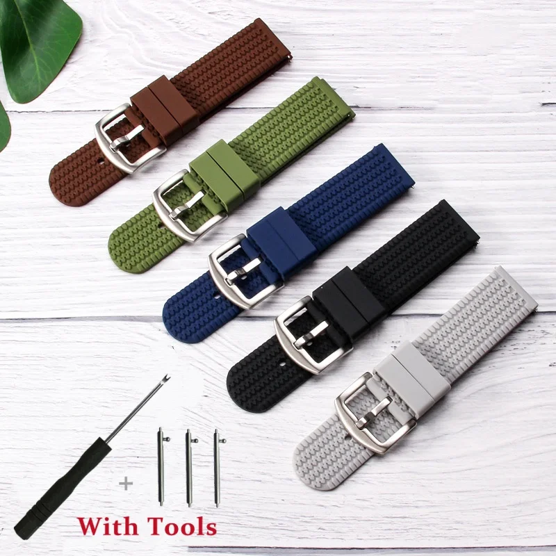 18mm 20mm 22mm 24mm cinturino per orologio in silicone morbido e traspirante di alta qualità per accessori per cinturini impermeabili in gomma universale