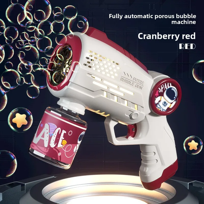 Pistola per bolle Spazio automatico per bambini Macchina per bolle Astronauta portatile Cartone animato Elettrico Gatlin che soffia giocattolo per bolle