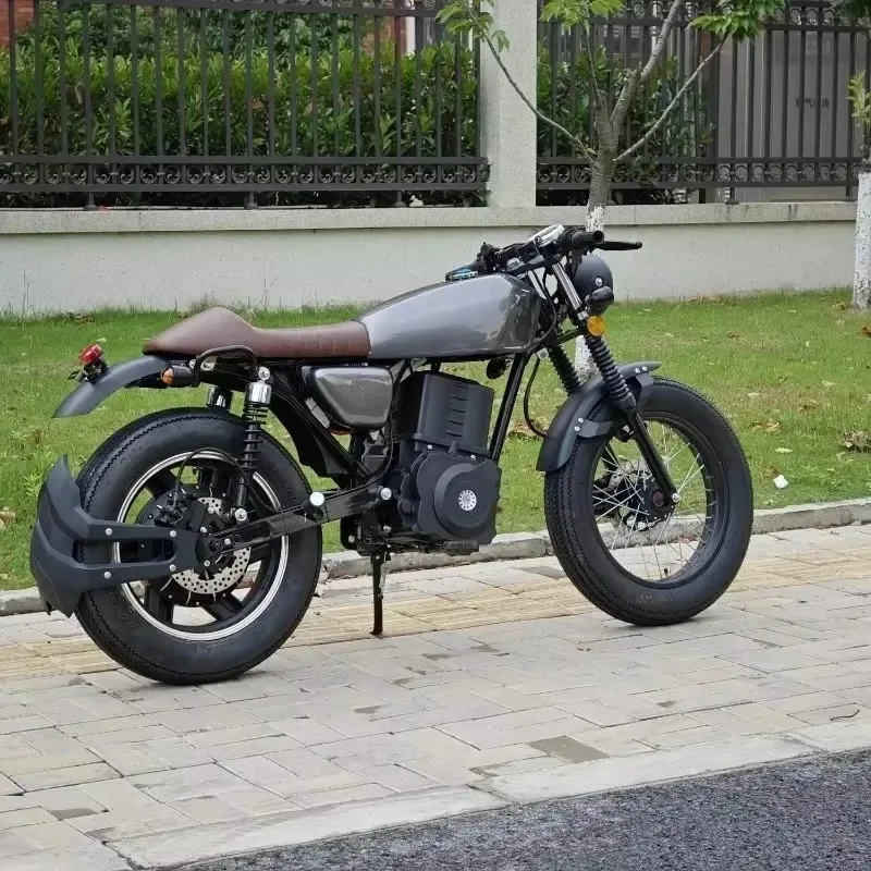 Motorcycle CG 125 Vintage Style 5000W Motor 50Ah Lithium Battery Electric Motorcycle With Disc Brakes
