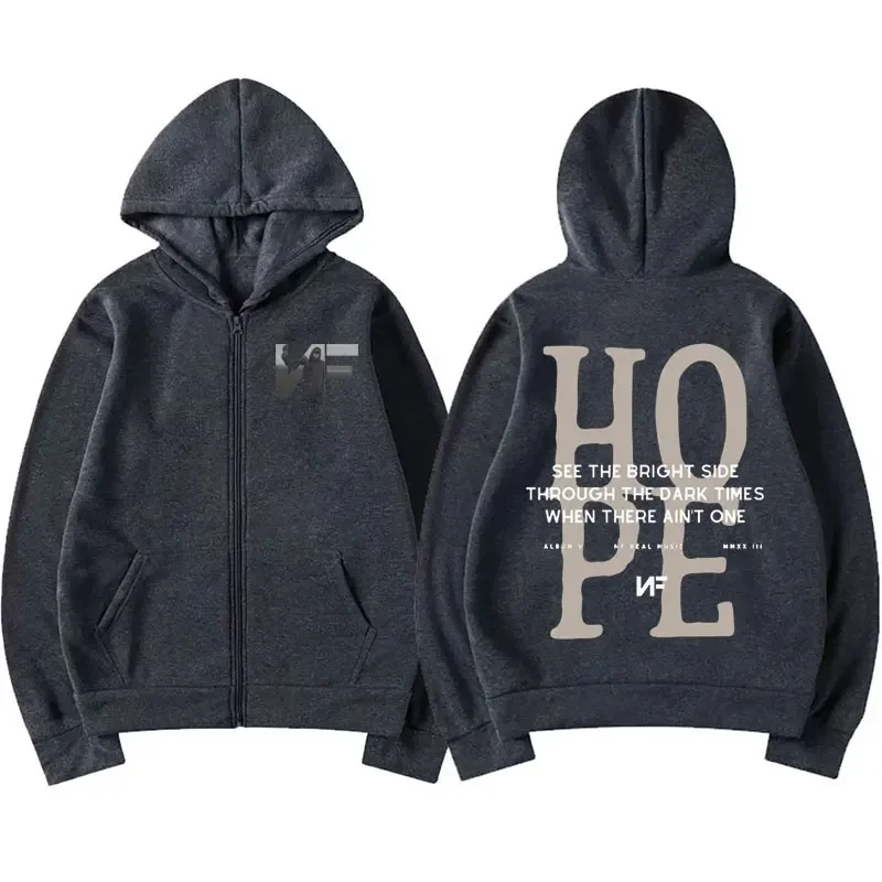 Rapper NF Hope Tracklist Zipper Hoodies Hope Album Tour Vintage Style Zip Up Hoodie Men Women Fashion Oversized Sweatshirt Coats