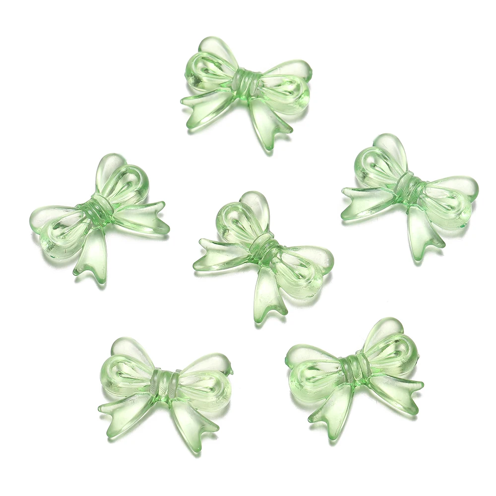 30Pcs Multicolor Transparent Bow Acrylic Beads for DIY
