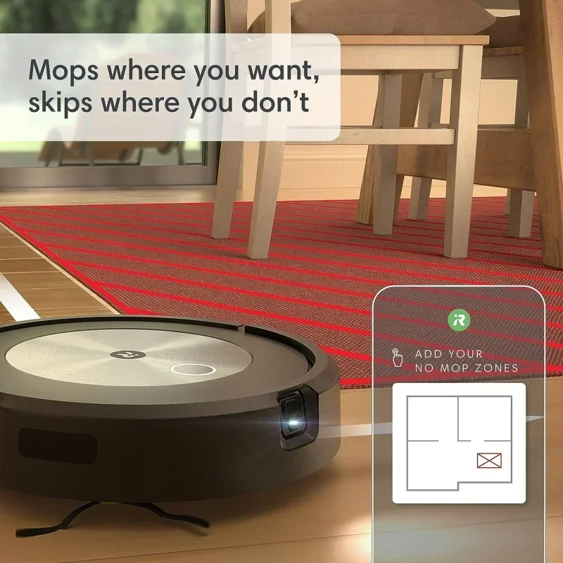 QWiRobot Roomba Combo j5  Self-Emptying Robot Vacuum & Mop – Identifies and Avoids Obstacles Like Pet Waste & Cords,Empti