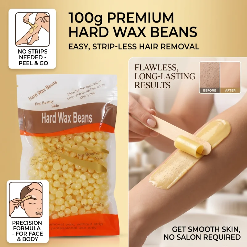 100g Brazilian Hard Waxing Wax Beans Fast Waxing Machine Hot Film Painless for Body Hairs Removal Beans Unisex Hair Removal