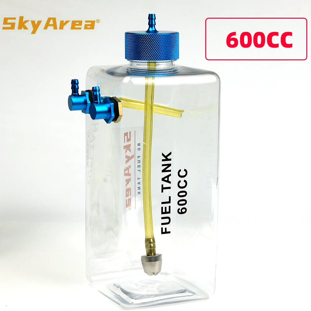 1Pc Rc Model Brandstoftank Benzine Transparant Plastic Fles 300/400/500/600 Ml/Cc Cnc Aluminium Legering Voor Gas En Nitro Auto Vliegtuig - afbeelding 1