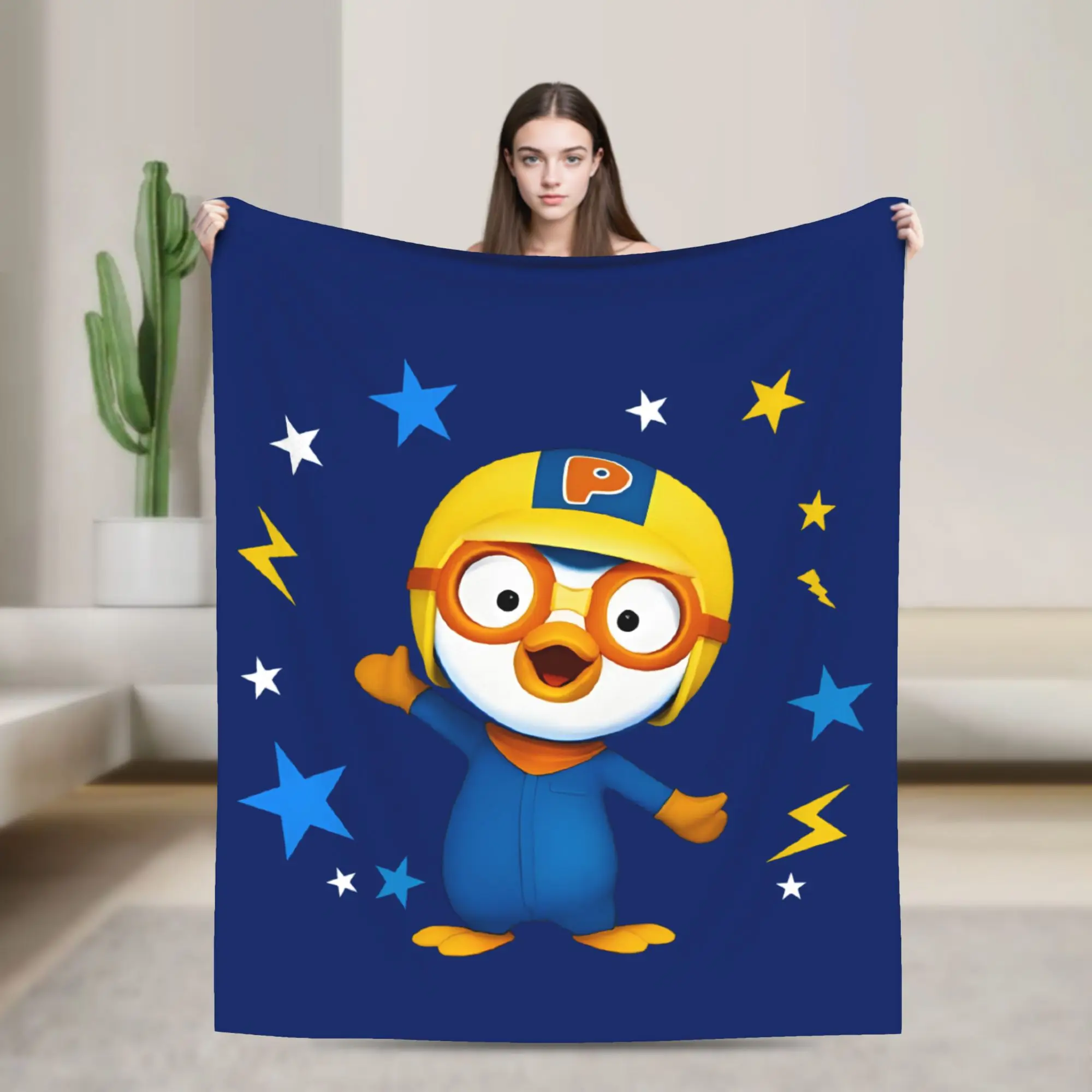Pororos Blankets Coral Fleece Plush Spring/Autumn  Multifunction Warm Throw Blankets for Bedding Outdoor Rug Piece
