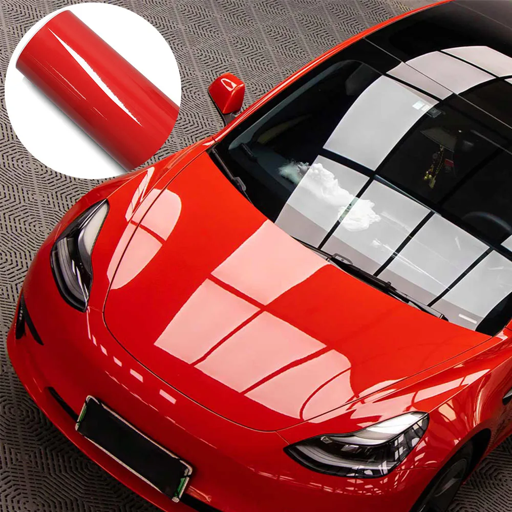 Helle, glänzende rote Vinylfolie für Autoaufkleber, Farbwechselfolie, automatische Verpackungsfolie, blasenfreie Aufkleber, Vinyl-Aufkleber, Autozubehör