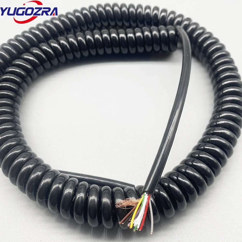 9-core Spring Wire 26 AWG Signal Wire OD 5MM High Elasticity TPU Spiral Cable Stretch 1 m 2 m 3 m 4m 6m 10m12m