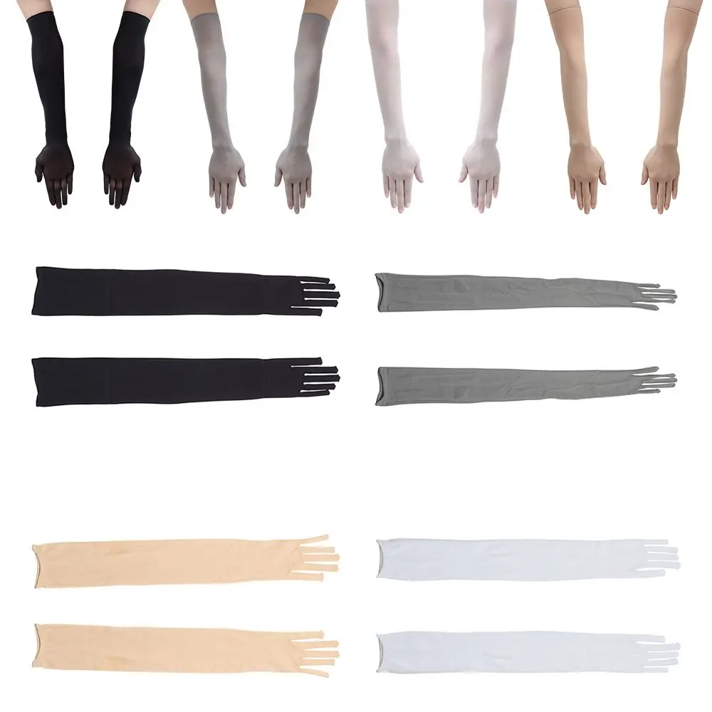 

Halloween Full Finger Opera Prom Seamless Mitten Transparent Gloves Finger Pantyhose Gloves Long Sheer