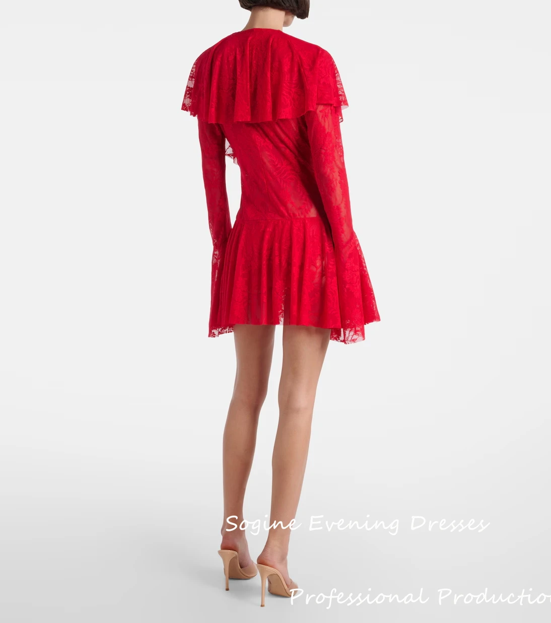 Cocktail de renda mini vestidos de festa para mulheres vermelho com decote em v vestido de baile 2025 elegante vestidos de praia formal فستانmavera