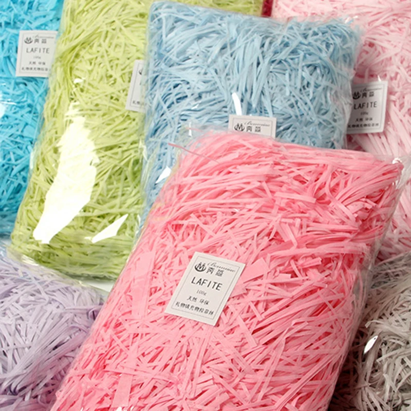 50g/Pack Colorful Shredded Lafite Paper DIY Wedding Party Candy Gift Box Filling Material Christmas Packaging Filler Home Decor