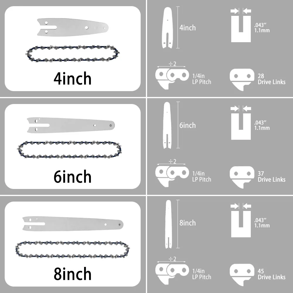 4/6/8 Inch 1/4 Chainsaw Chain Guide Portable Electric Saw Mini Chainsaw Logging Saw Blade Pruning Chain Saw Chain Accessories