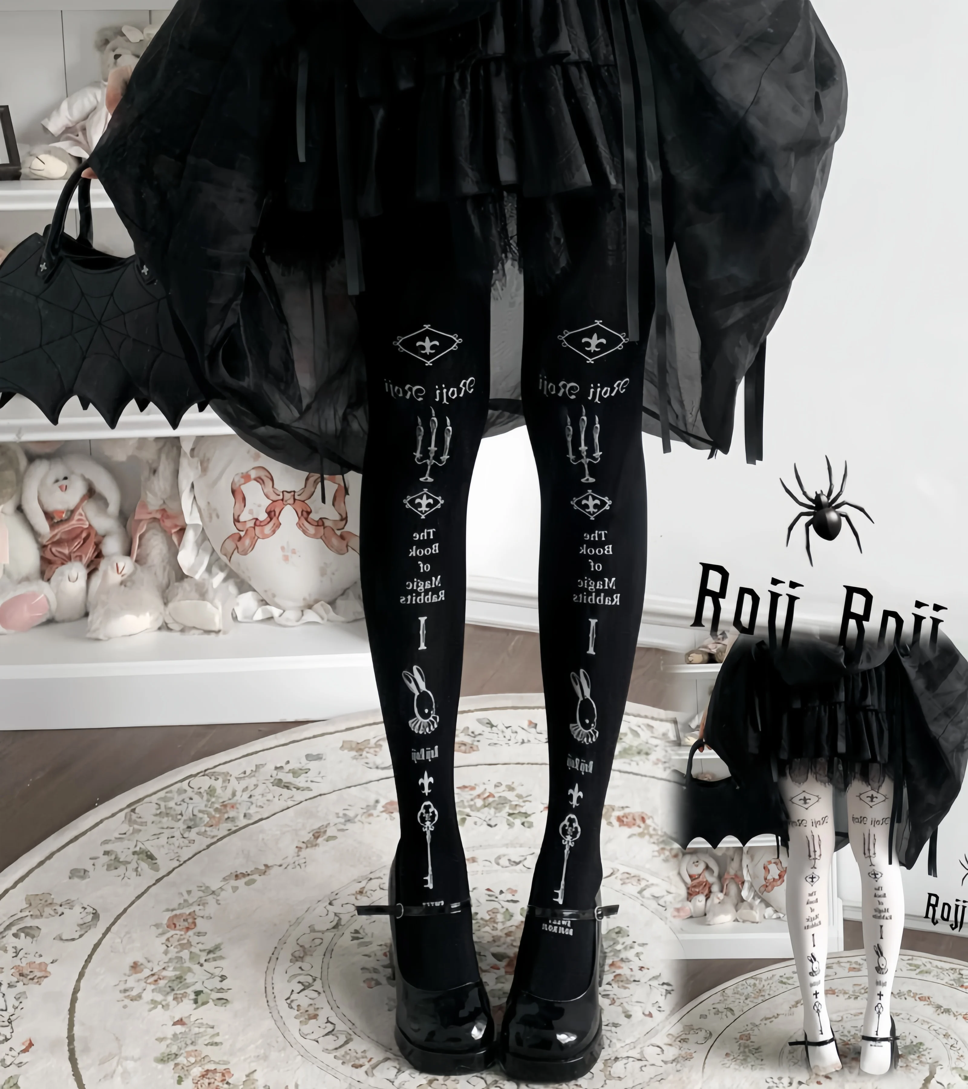 

2026 New Magic Rabbit Lolita Socks Women Spring Summer Velvet Slimming Socks Japanese Harajuku Printed White Silk Pantyhose