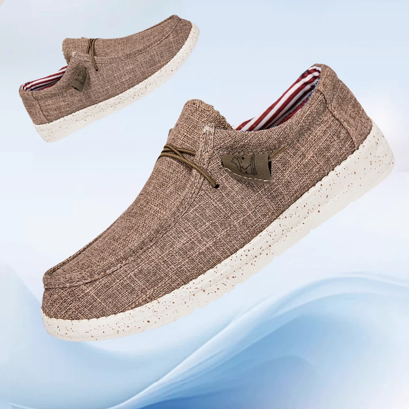 

Men's Canvas Shoes Summer 2026 New Lightweight Breathable Soft Slip on Casual Shoes Fashion Beach Vacation Loafers Men Footwear