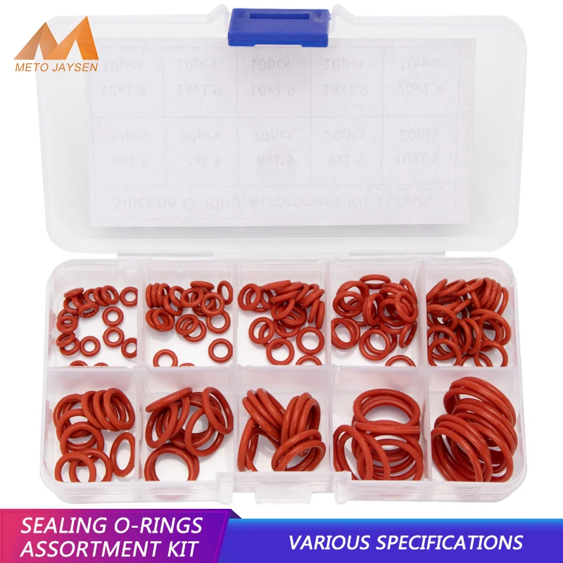 

150PCS PCP Paintball VMQ Red Silicone Sealing O-rings Gasket Replacements Kit OD 6-20mm CS 1mm 1.5mm 1.9mm 2.4mm 10 Small Sizes