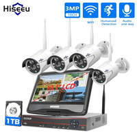 Hiseeu 3/5MP Wireless Security Cameras Kit Outdoor Waterproof IP Camera Surveillance CCTV System Set with 10.1\