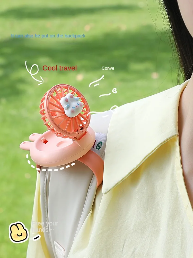 Wrist fan usb charging mini portable portable wind mute cute cartoon children's watches small fan.