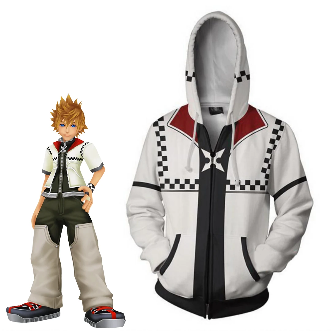 Anime Roxas Cosplay Kostüm Für Frauen Männer 3D Gedruckt Zipper Sweatshirt Halloween Karneval Party Comic Con Mit Kapuze Pullover