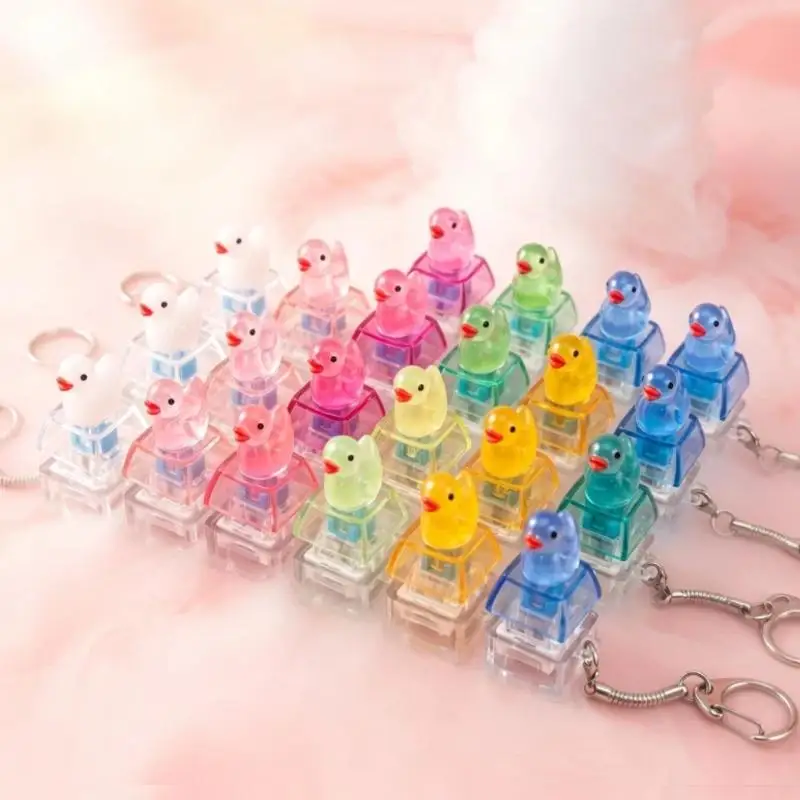 /Vly/4-key Keyboard Fidget Charm Funny Duck Keychain Toy Animal Keyring With/no LED Light For Stress Relief 1Pcs