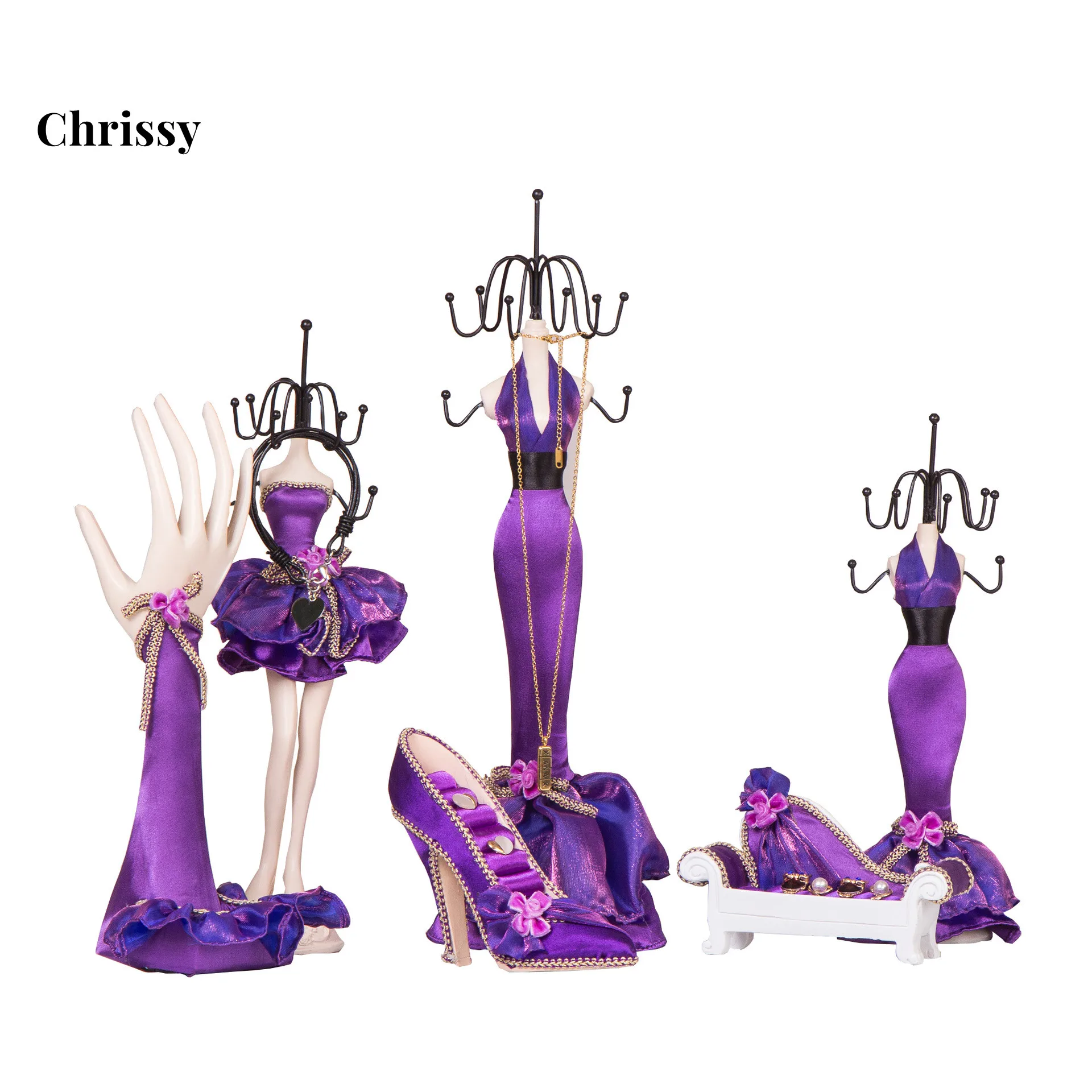 

Jewelry Displays Stand, Model Dress High-Heeled Shoes Earring Necklace Ring Jewelry Holder Stand Display for Jewelry