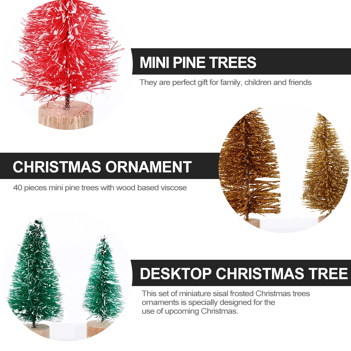

40pcs Wooden Christmas Set Artificial Pine Tree For Home Office Hotel Bar Decor Christmas Decoration Xmas Gifts Fake Tree