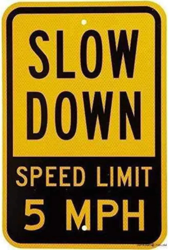 Indication Warning Sign Slow Down Speed Limit 5 Mph, Black On Yellow Wall Art Outdoor Indoor   New Aluminum Metal tin Sign--Tin