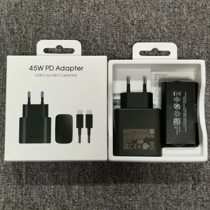 

S24 Charger 45W PD Super Fast Charge Power Adapter For Galaxy S24 S23 S22 S21 S20 Note 20 Ultra 10 Plus FE Z Flip Fold 5 4 3 2