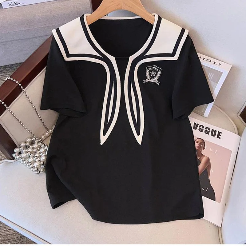 Summer Preppy Style Fashion Women\'s Clothing Ladies Solid Color Loose Elastic Waist Short Sets 2024 New Short Sleeve Pullovers