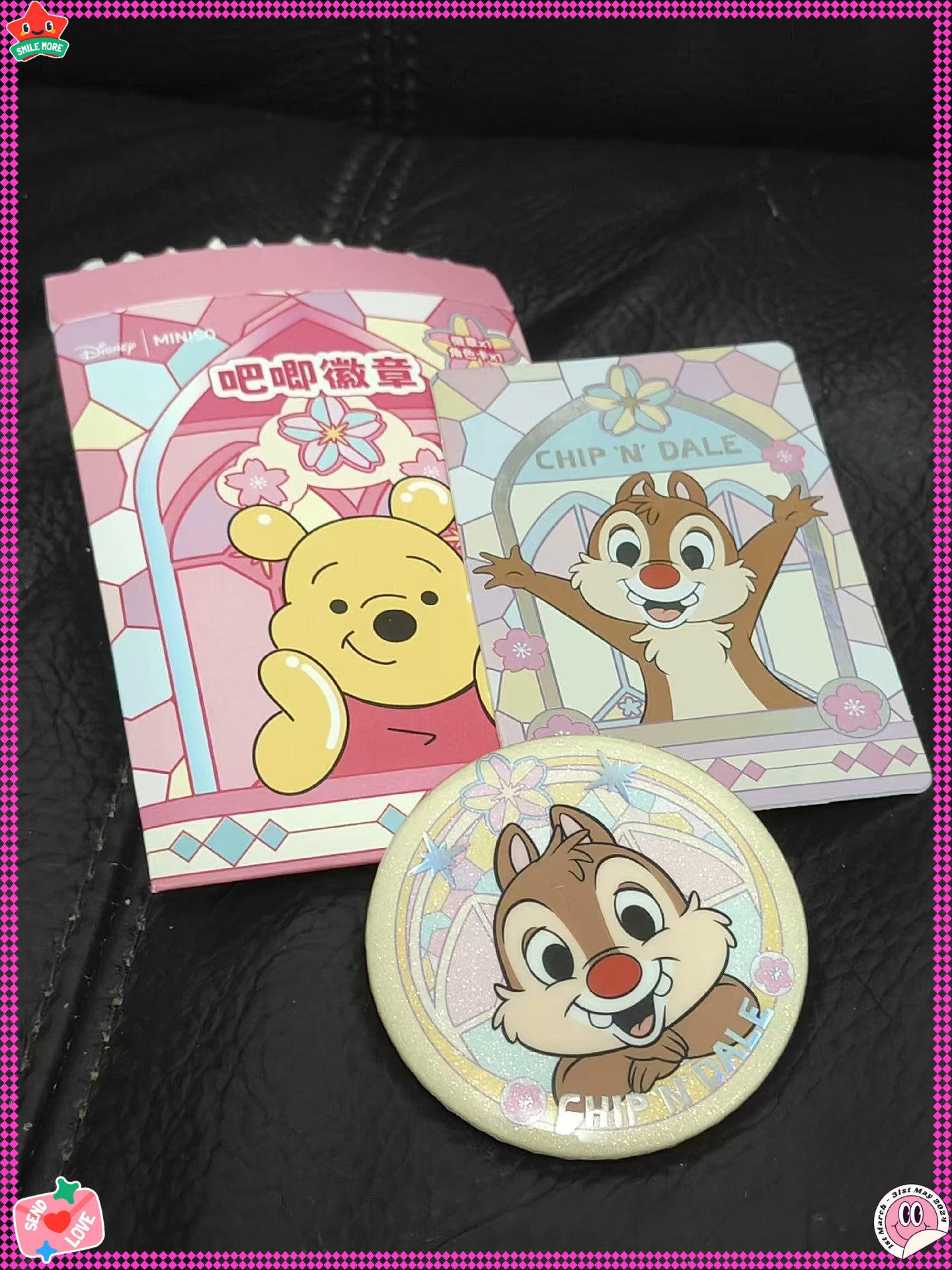 Echte MINISO Disney Winnie de Poeh Sakura Blind Box Badge Raamsticker 2025