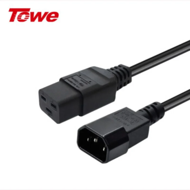 Heavy Duty 16A Cable Assembly AC Power 3m C14 to C19 Plug Adapter 3 to 3 M-F 1.5mm² UPS Extension Cord