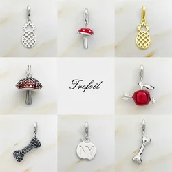 Pineapple Dummy Mushroom Bone Charms Pendant,Fashion Jewelry 925 Sterling Silver Gift For Women Girls Pet Fit Bracelet Necklace