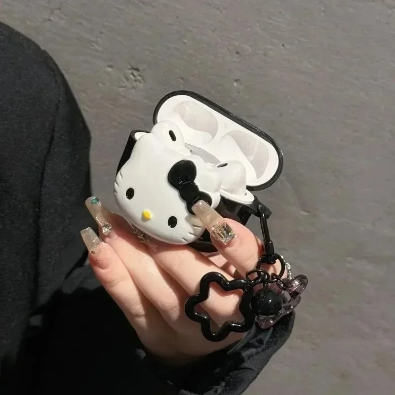 3d bonito sanrio olá kitty caso do fone de ouvido para airpods 1 2 4 pro 2 3 sem fio bluetooth fone de ouvido capa protetora macia com pingente