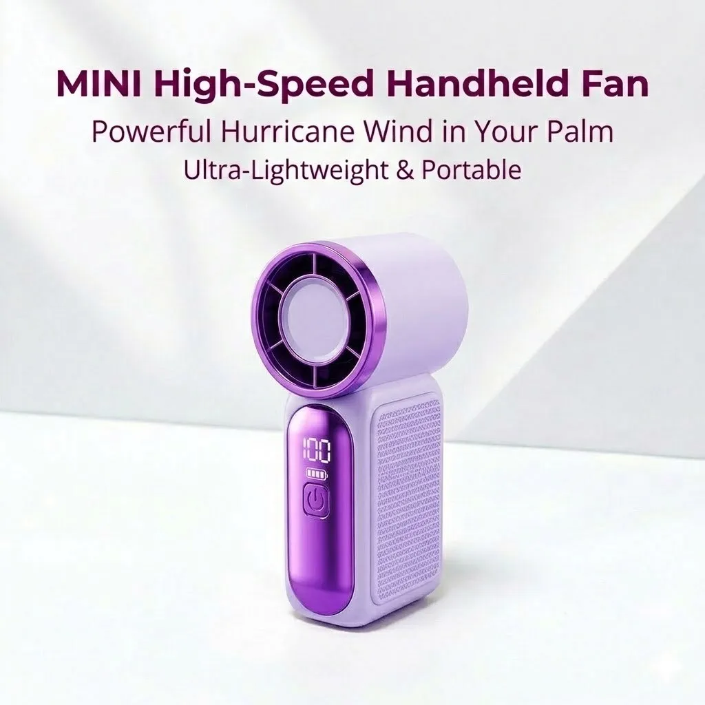 

Portable Handheld Mini Fan, 6 Speeds 16900 RPM High Velocity Personal Fan with LED Display, USB Rechargeable, Mini Fan with Lanyard for Makeup, Travel, Outdoor for Women Girl Gift,Purple