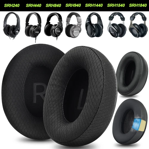 Almohadillas de espuma de repuesto para Shure SRH240 SRH440 SRH840 SRH940 SRH1440 SRH1540 SRH1840 almohadillas de espuma viscoelástica cuero proteico