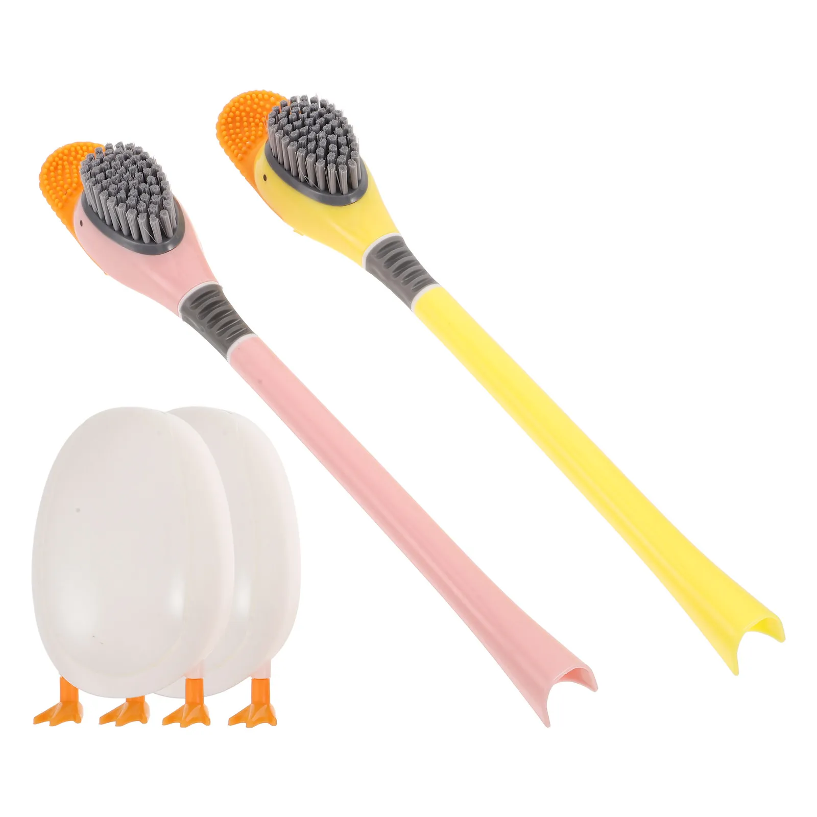 

2Sets Silicone Toilet Brush Holder Set Cute Long Handle Bathroom Cleaner Tool for Rv and Home Bathrooms